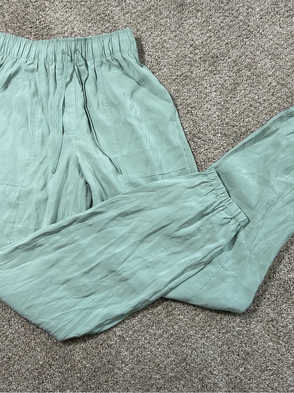 Abercrombie & Fitch Mint Green Linen Drawstring Joggers